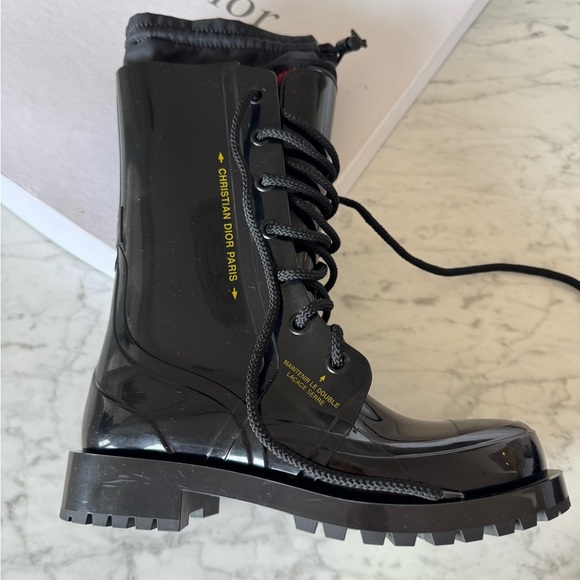 🎈DIOR CAMP Glossy Black Women's Rain Boots. - Picture 2 of 6